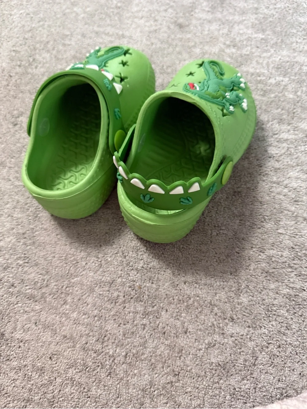 Little Me Green Dinosaur Clog Sandals with Tooth Accents